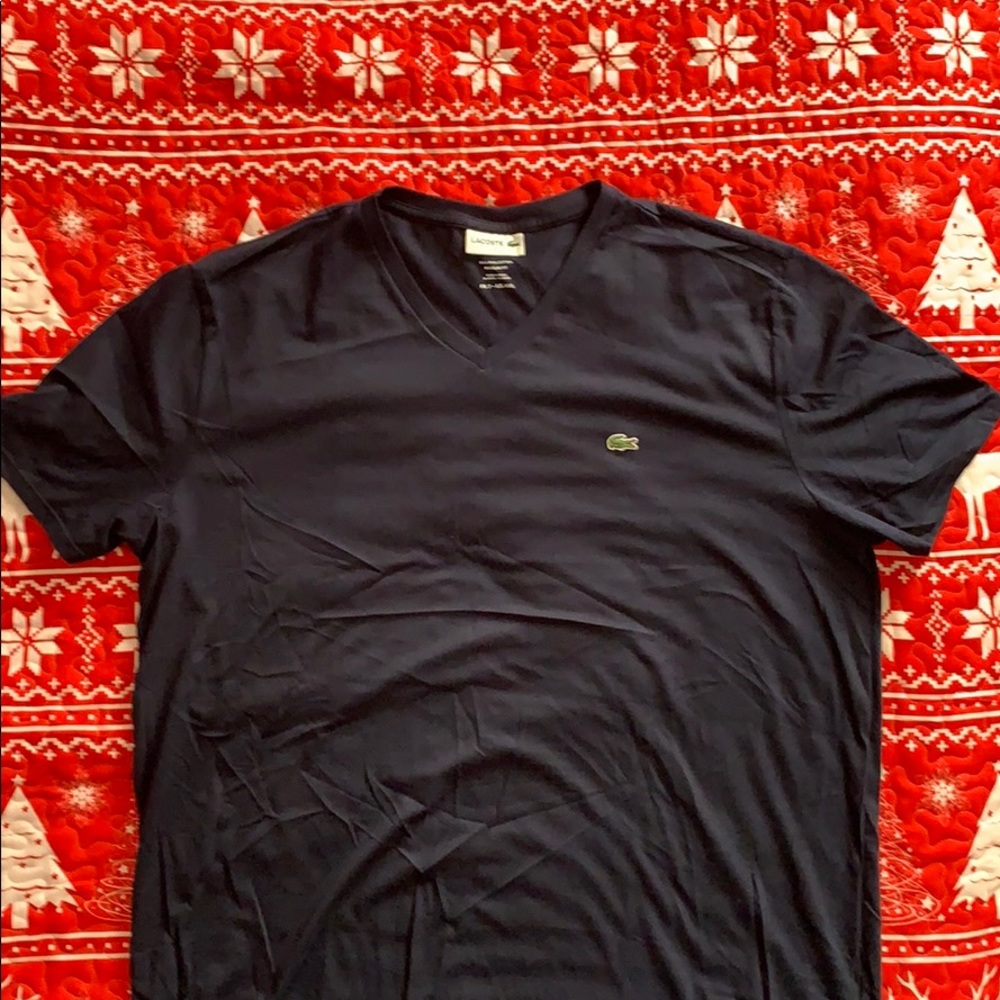 Lacoste navy v-neck tee xxl size 7 nwot